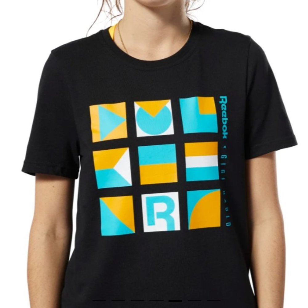 ⛔️SOLD⛔️ REEBOK Gigi Hadid Graphic T-Shirt Black L - Picture 10 of 12